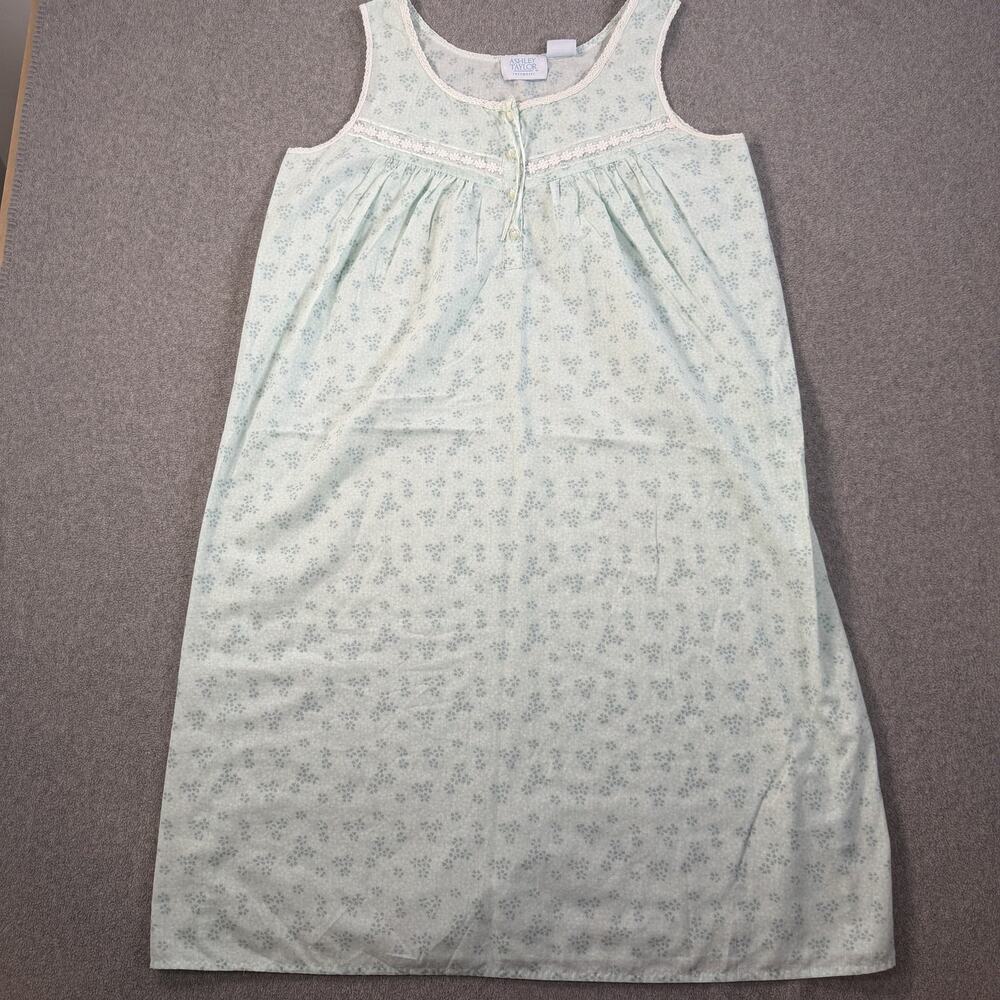 Ashley Taylor Intimates Women's Large Green Floral Sleeveless Nightgown Lounge
